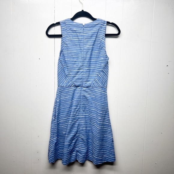 Gap Linen Cotton Blend Striped Blue Sleeveless Fit & Flare Women's Dress Size 2 - Picture 7 of 14